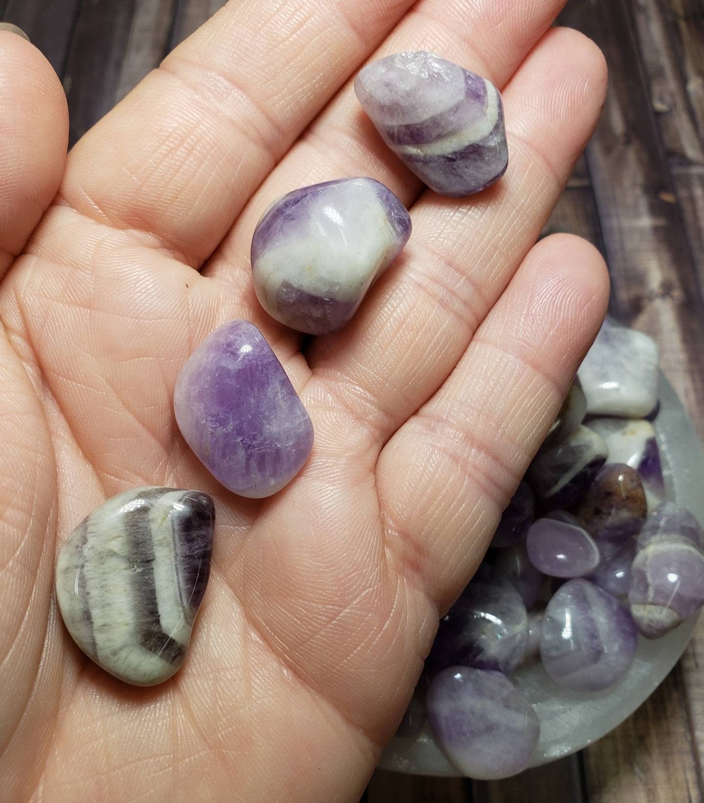 3 ounces of Chevron amethyst tumbles-Amethyst-Amethyst gemstone-Amethyst jewelry-healing crystals and stones-(21-25 tumbles)