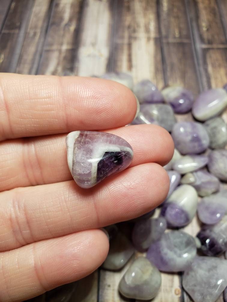 3 ounces of Chevron amethyst tumbles-Amethyst-Amethyst gemstone-Amethyst jewelry-healing crystals and stones-(21-25 tumbles)