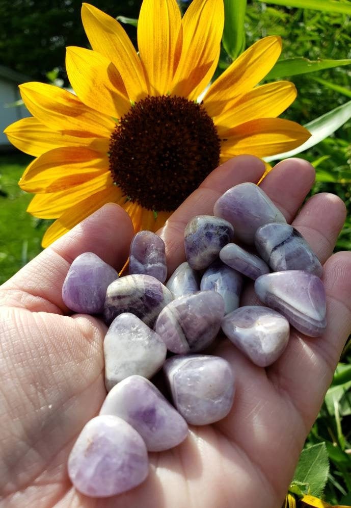 3 ounces of Chevron amethyst tumbles-Amethyst-Amethyst gemstone-Amethyst jewelry-healing crystals and stones-(21-25 tumbles)